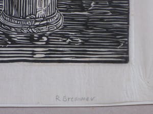 Hendricus Petrus Bremmer - Kroezen en boeken op tafel - Houtsnede kopen? Bied vanaf 1!