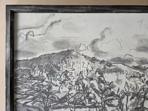 Piet Rezelman - Indonesië. Landschap met palmen. Vulkaan. kopen? Bied vanaf 39!