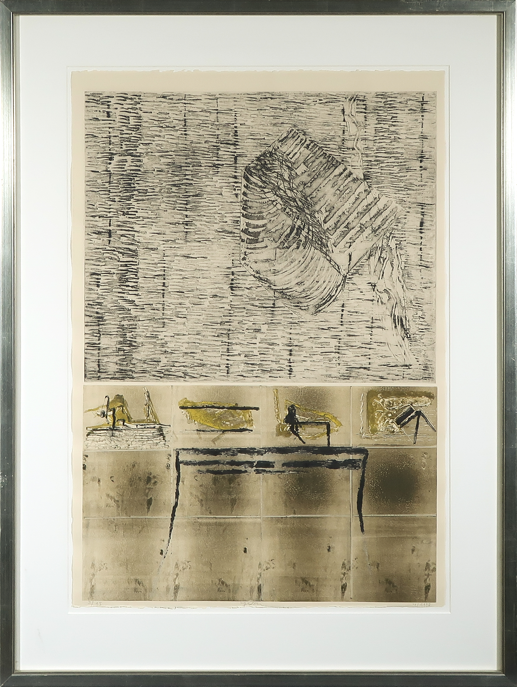 Miguel Ybanez - Ets, Zonder titel - Ingelijst (Groot) verkocht voor € 150!