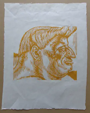 Herman Gordijn - KARAKTERKOP / KLEURHOUTSNEDE / 66x51cm / SIG / 1989 kopen? Bied vanaf 20!