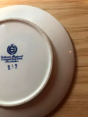 Amstelhoek - delfts blauw bordje 12,5 cm handwerk door Elesva Amsterdam kopen? Bied vanaf 1!