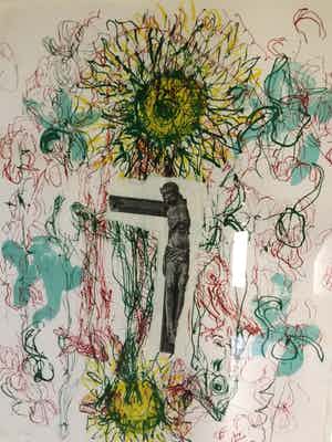 Marc Mulders - "Vallen" - zeefdruk en collage verkocht voor € 275!