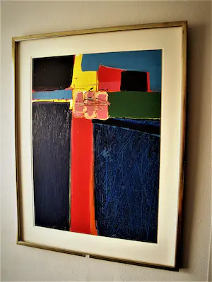 Arty Grimm - GROOT expressionistisch olieverf op board - abstracte compositie - 1992 kopen? Bied vanaf 1!