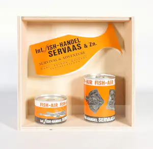 Servaas - Twee handgesigneerde blikjes en expositie uitnodiging, Fish-Air kopen? Bied vanaf 1!