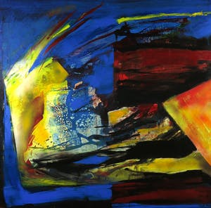 Niet of onleesbaar gesigneerd - Olieverf op hout, Abstracte compositie - Ingelijst (Zeer groot) kopen? Bied vanaf 10!