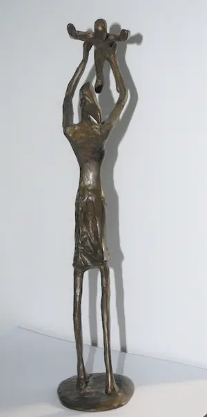 Brons (Onbekend) - moeder en kind - zwaar (1 kg) bronzen beeld kopen? Bied vanaf 100!