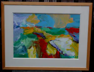 Jan Cremer - Ingelijste olieverf op papier: abstracte compositie - 2002(nette lijst!) kopen? Bied vanaf 2250!