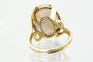 Eyecatcher! Vintage 14krt gouden designring met gefacett. "whiskey" Kwarts steen kopen? Bied vanaf 190!