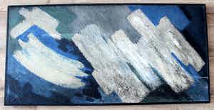 Piet Smissaert - Olieverf op board: Witte tekens verkocht voor € 295!