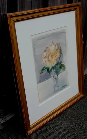 Jeanne Bieruma Oosting - Aquarel: Stilleven met roos kopen? Bied vanaf 595!