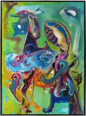 Jan te Wierik - Olieverf op doek, Z.T. Fabeldieren - Ingelijst (Groot) verkocht voor € 2800!