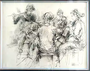 Piet Klaasse - (1918-2001) Pentekening van kwartet musici verkocht voor € 125!