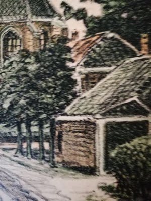 Eugene Rensburg - Dorpsgezicht Bergen nh met Ruïnekerk op achtergrond.... kopen? Bied vanaf 50!