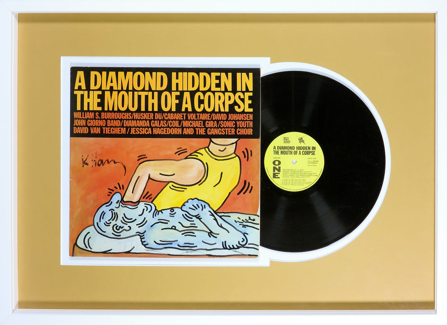 Keith Haring - Gesigneerde LP-hoes, A Diamond Hidden in the Mouth of a Corpse - Ingelijst kopen? Bied vanaf 1!
