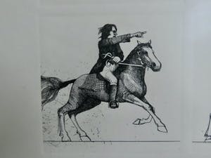 Aat Verhoog - (1933) Vier ruiters te paard - zwart-wit ets kopen? Bied vanaf 60!