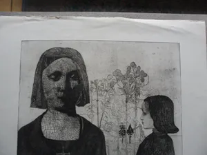David King - Ets, titel, "Mother & Child". kopen? Bied vanaf 20!