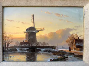 AcheterAnton Karssen - Winters landschap met vrouw op een pad bij een molen? Enchérissez de 390!