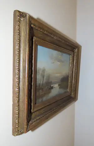 Frits Goosen - Schilderij water landschap met visser in bootje kopen? Bied vanaf 350!