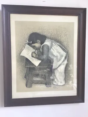 Leon Devos - Petite fille devant une chaise kopen? Bied vanaf 40!