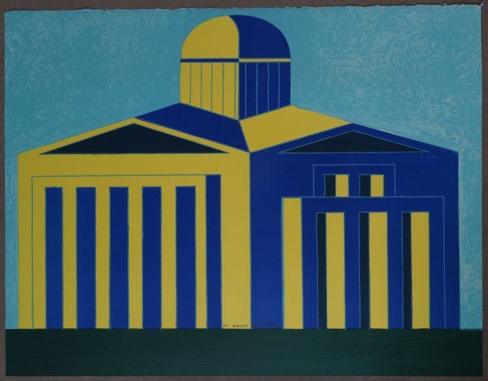 Ko Aarts - Kleurenzeefdruk GEOMETRISCH BLAUW Handgesigneerd kopen? Bied vanaf 40!