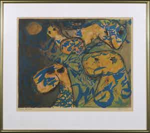 Mogens Balle - & Christian Dotremont - Litho, Zonder titel - Ingelijst verkocht voor € 1!