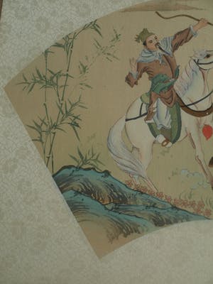 Niet of onleesbaar gesigneerd - Ingelijste gouache op zijde, Japan? China? , Jachttafereel kopen? Bied vanaf 1!