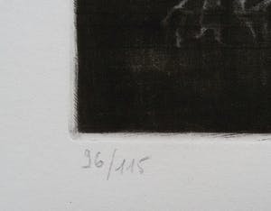 Hiroshi Asada - Poort met vrouwenhoofden, ets kopen? Bied vanaf 30!