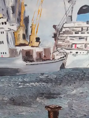 Niet of onleesbaar gesigneerd - Havenzicht met schepen aan de kade kopen? Bied vanaf 1!