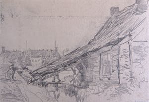 Willem Bastiaan Tholen - Potloodtekening, Schets op de achterkant van een briefkaart kopen? Bied vanaf 1!