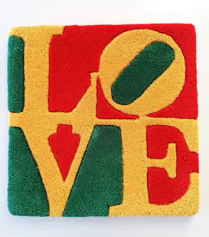 Robert Indiana - "Love"- Teppich - Limited Edition - signiert - nummeriert (40 x 40 cm) kaufen? Bieten Sie von 180!