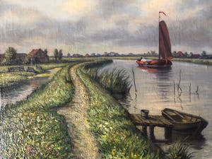 Gerrit N. Woudt - 1911-1983 Zaans landschap kopen? Bied vanaf 150!