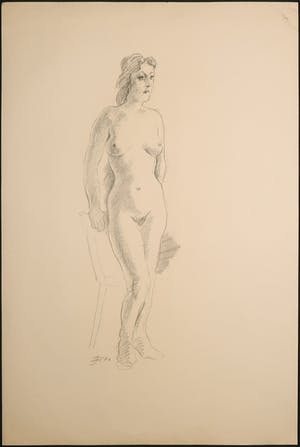 Jan Sluijters (jr.) - Potloodtekening, Staand naakt kopen? Bied vanaf 70!