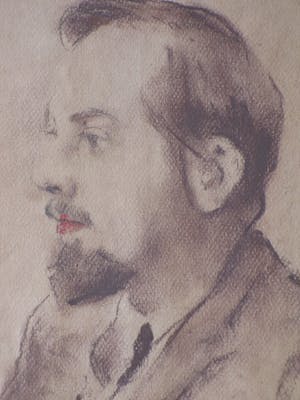 Moricz Goth - Zelfportret (?) - Tekening kopen? Bied vanaf 130!