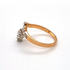 18kt bicolor ring met diamant, maat 55/17,25, 3,01gr kopen? Bied vanaf 370!