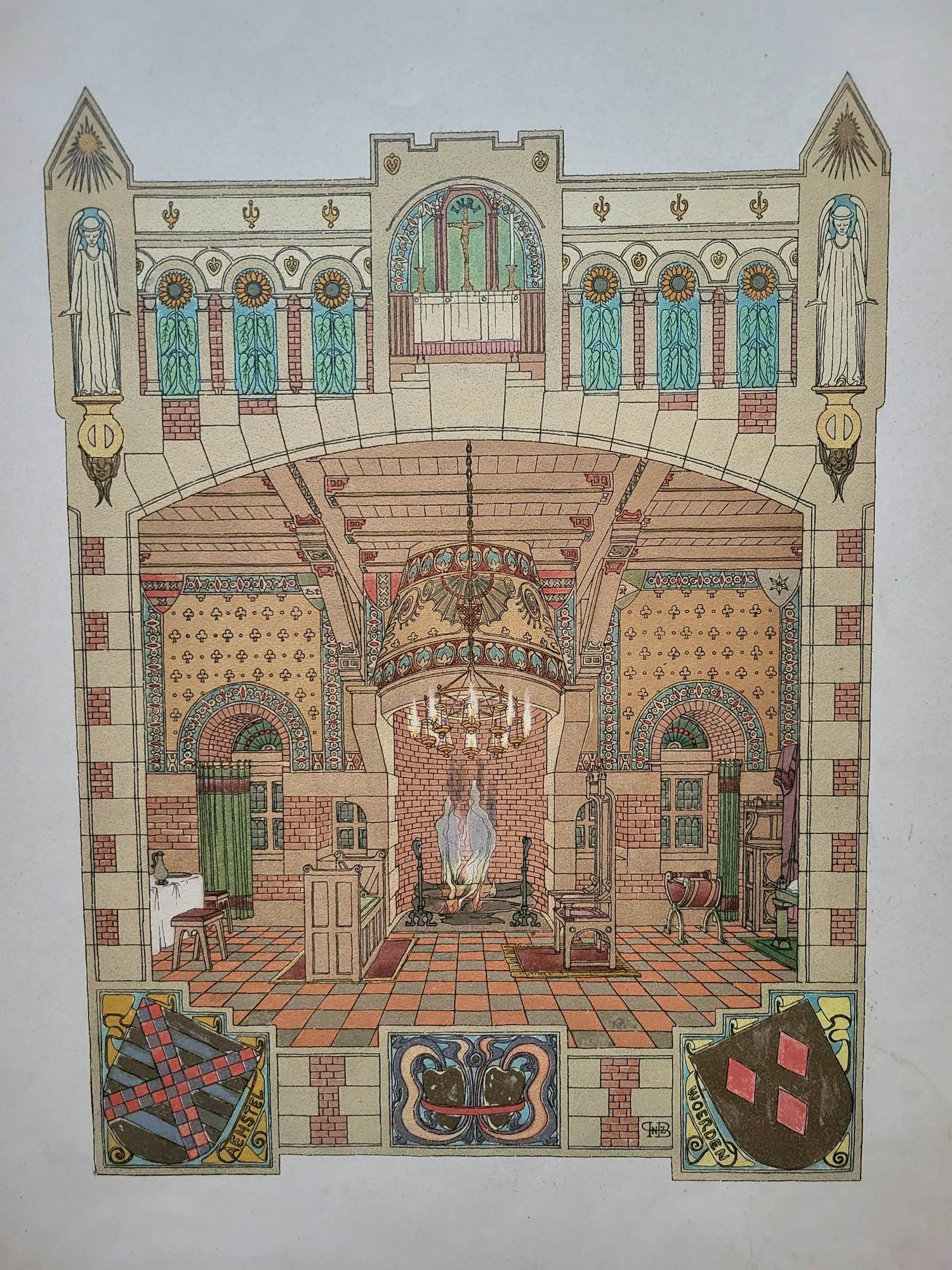 Hendrik Petrus Berlage - Decorontwerp voor Gijsbreght van Aemstel, 1893 verkocht voor € 65!