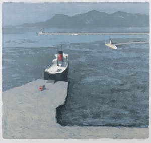 Mart Kempers - Litho, Z.T. Haven - Ingelijst kopen? Bied vanaf 100!