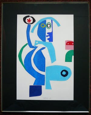 Lex Heijligers - Man met vogels -monotype tweeluik 1995- kopen? Bied vanaf 65!