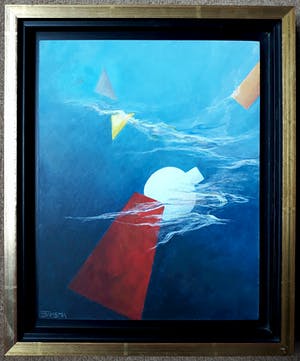 Dieuwke Tamsma - Geometrisch abstracte compositie, acrylverf op paneel (mooi ingelijst) kopen? Bied vanaf 1!