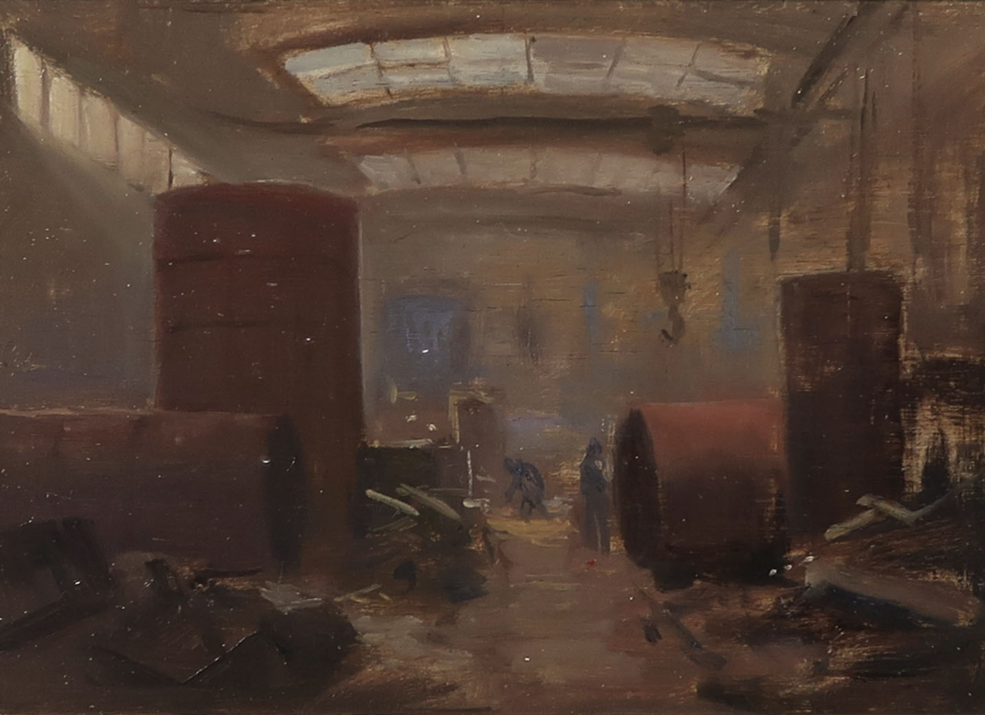 Jan Eversen - Olieverf op paneel, Studie Gieterij Stork Hengelo - Ingelijst kopen? Bied vanaf 150!