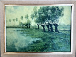 Ad van der Kop - Knotwilgen - Olieverf op doek, Fraai Ingelijst kopen? Bied vanaf 175!