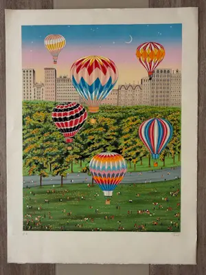 Francois Ledan - Lithographie "Ballooning over Central Park" kopen? Bied vanaf 105!