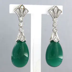 14k gouden oorhangers met chalcedoon en single cut geslepen diamant tot. 0.32ct kopen? Bied vanaf 460!