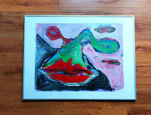 Peter Diem - Cow with Hotlips (groot werk zeer dik met Acryl opgezet) kopen? Bied vanaf 250!