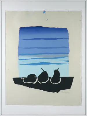 Wally Elenbaas - Zeefdruk, Drie peren - Ingelijst kopen? Bied vanaf 1!