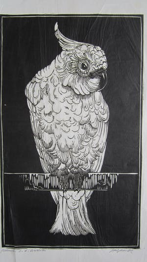 Jan Schonk - 2 houtsnedes "Kaketoe" en "twee reigers". kopen? Bied vanaf 35!