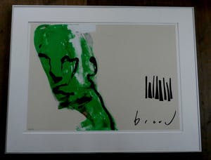 Herman Brood - Herman Brood - ingelijste zeefdruk: Green Head - gesigneerd kopen? Bied vanaf 299!