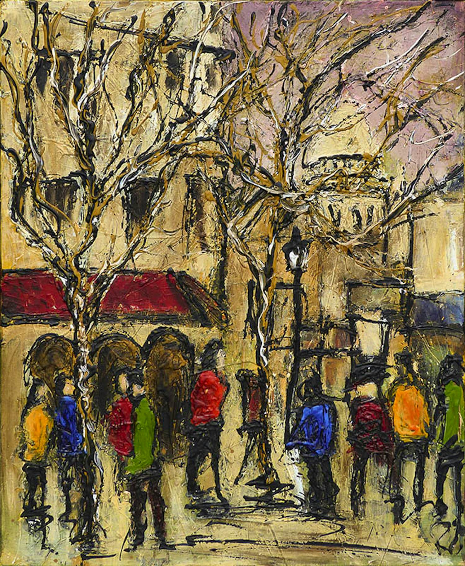 Jean-Jacques Marie - Vue de Montmartre, place du Tertre (Paris) kopen? Bied vanaf 300!