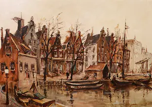 Rein Snapper - Olieverf op doek, Amsterdam zandhoek - Ingelijst (Groot) kopen? Bied vanaf 1!