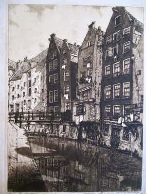 Cornelis Brandenburg - Ets Oudezijds Achterburgwal Amsterdam verkocht voor € 45!