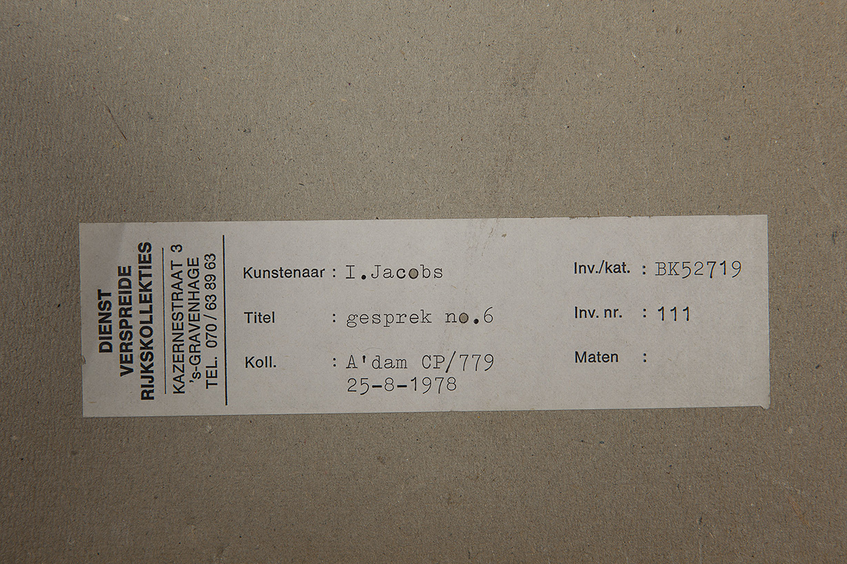 Les (Isaac) Jacobs - Gesprek 6 - Pastelkrijt op papier - gesigneerd r.o. - BKR Amsterdam - 1978 kopen? Bied vanaf 10!